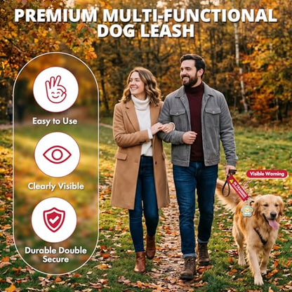 in Training Dog Leash Wrap, Double-Sided Visible Dog Sleeve with Heart Carabiner, Ripstop Please Ignore Warning Sign, Fits Standard Rope & Flat Leashes, Red - color: Please Ignore