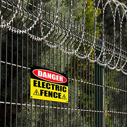 Electric Fence Warning Sign, 11x8 Corrugated Plastic, Single-Sided