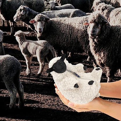 Cute Shaved Sheep Stuffed Animal, Kawaii Lamb Plushie Toy for Teen Kid Girl - color: Blackwhite