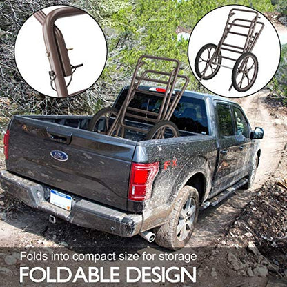 Goplus Folding Deer Cart, 500LBS Deer Hauler with Big Rubber Wheels, Heavy Duty Metal Hunting Game Cart for Animals, Firewood, Hiking, Fishing - style: 23" x 51" x 37.5"