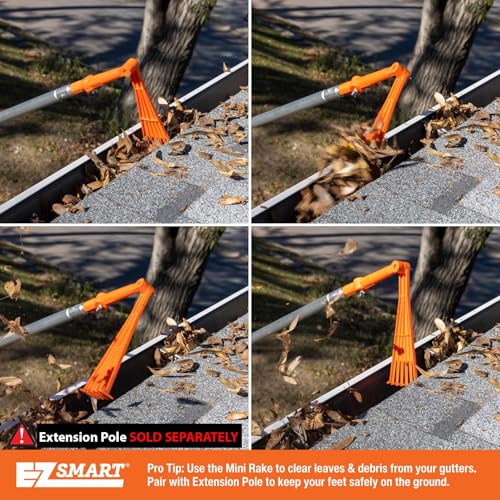 EZ Smart Mini Gutter Rake - Tool Only - Clean Gutters Without a Ladder | Clears Stuck Leaves • Reaches Tough Spots • No Ladder Needed - size: Tool Only
