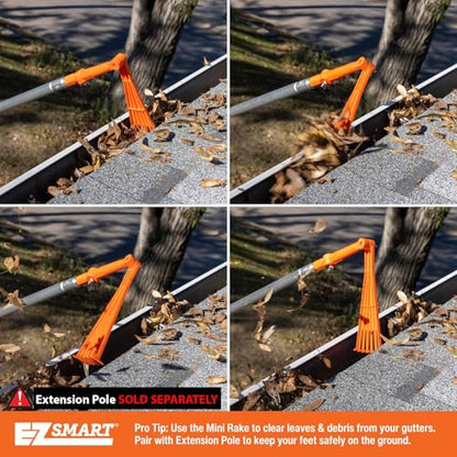 EZ Smart Mini Gutter Rake - Tool Only - Clean Gutters Without a Ladder | Clears Stuck Leaves • Reaches Tough Spots • No Ladder Needed - size: Tool Only