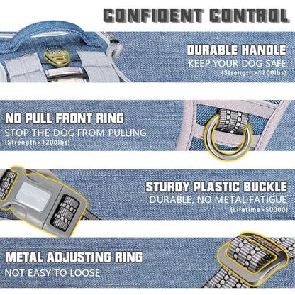 AUROTH Dog Harness for Small Medium Dogs, Tactical No Pull Dog Vest - color: Denim Blue, size: S(Neck:14-21",Chest:20-31"),18-35 lbs