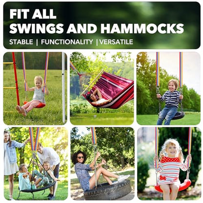 Safe Tree Swing Hanging Straps Kit, 3FT/10FT/15FT/20FT, Heavy Duty Holds 5500LBS Extra Long Adjustable Tree Swing Straps, Easy & Fast Way to Hang Any Swing or Hammock(15 FT) - color: Rainbow, size: 15FT