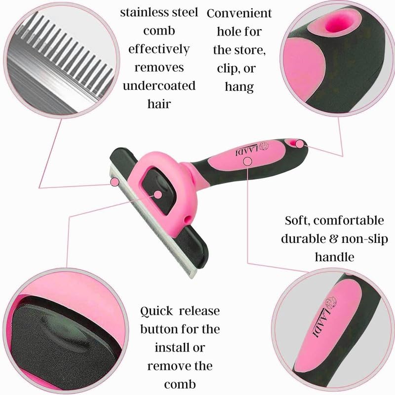 Laadi Deshedding Tool - Reduces Shedding by Up to 95% for Pets' Grooming - Suitable for Dogs, Cats, Horses, and Rabbits