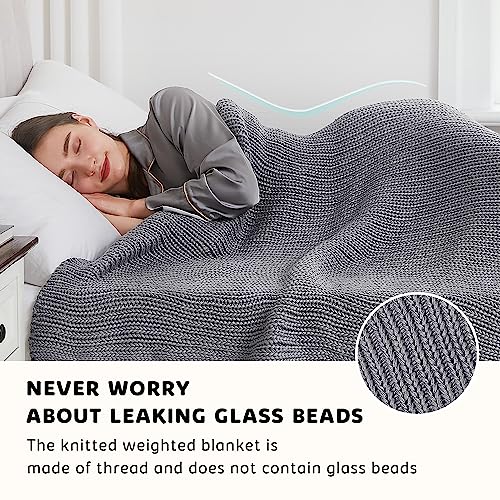 L'AGRATY Knitted Weighted Blanket 60"x80" 20lbs for Adults Cooling - color: Light Grey, size: 60" x 80" | 20 lbs