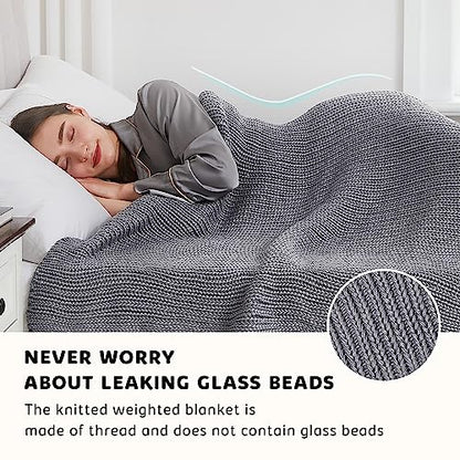 L'AGRATY Knitted Weighted Blanket 60"x80" 20lbs for Adults Cooling - color: Light Grey, size: 60" x 80" | 20 lbs