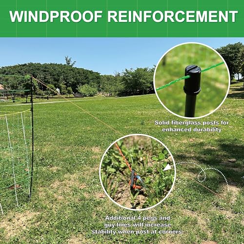 2 Pack Premium Electric Semi-Rigid Fence Netting 35.4"H x 98.42'L, Pre-Assembled Posts Raised to 47.2"H, Can Add Additional Polywire to Ensure Safety for Backyards,Homesteads,Gardens,Farms,and Ranches - size: Length 98.4 ft x 2