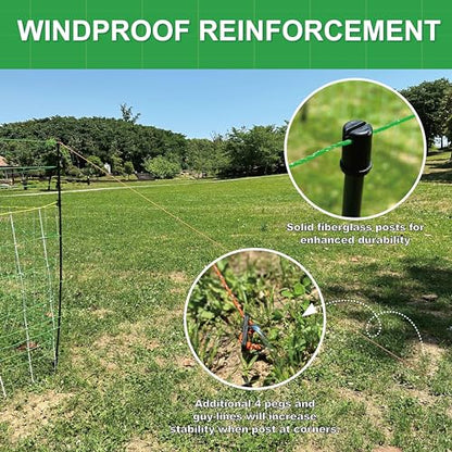 2 Pack Premium Electric Semi-Rigid Fence Netting 35.4"H x 98.42'L, Pre-Assembled Posts Raised to 47.2"H, Can Add Additional Polywire to Ensure Safety for Backyards,Homesteads,Gardens,Farms,and Ranches - size: Length 98.4 ft x 2