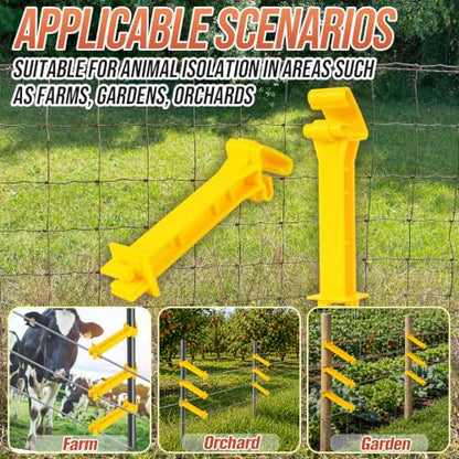 100 Pcs 5 Inch Snap-On T-Post Electric Fence Insulators, Yellow
