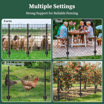 Metal Fence Posts Heavy Duty U-Post Stakes for Wire Fencing, 3 FT Black - color: Black, size: 3FT-20P