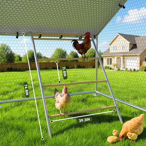 20x10 FT Extra Large Metal Chicken Coop, Walk-in Poultry Run Pen | Waterproof Cover, Reinforced Metal Structure, Walk-in Chicken Run, Outdoor Poultry Cage for Ducks Hens Rabbits - size: 236.5"L x 120.1"W x 76.9"H
