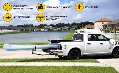 MaxxHaul 70231 Hitch Mount Pick Up Truck Bed Extender For Ladder, Rack, Canoe, Kayak, Long Pipes and Lumber) , Black , 37 x 19 x 3 inches - size: 37 x 19 x 3 inches