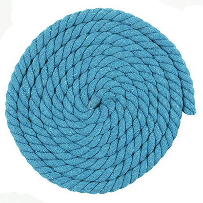 Super Soft 3 Strand Twisted Cotton Rope (Cyan, 1/2 Inch x 10 Feet) - color: Cyan, size: 10 Feet X 1/2 Inch