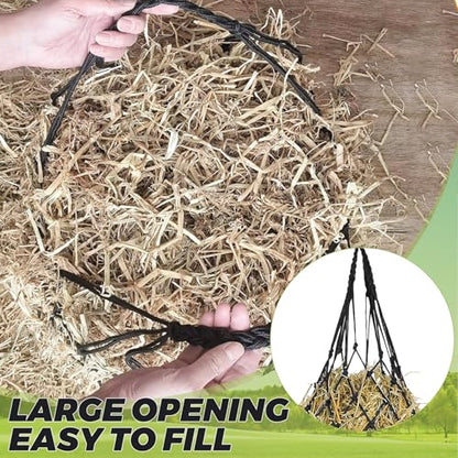 LANIAKEA 4PCS 40" Hay Net for Horses Slow Feed Hay Bag Feeder Horses Goat Sheep (2.36'' Holes) Adjustable Travel Feeder for Trailer and Stall