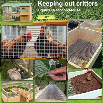 Hardware Cloth 8'' x 10' 1/2 in Galvanized Wire Mesh Roll (19 GA) Chicken Wire Fence Roll for Chicken Pen/coop Fences, Screen mesh, Rabbit/Snake Fences, Poultry enclosures, Handicraft Making, etc. - size: 8In x 10Ft
