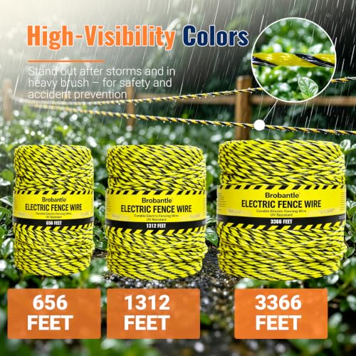Upgraded Electric Fence Wire 1312FT, 1/8" Electric Fence Polywire for Portable Livestock Fencing,6 Stainless Steel Strands for Reliable Conductivity and Corrosion Resistant - size: 1312FT