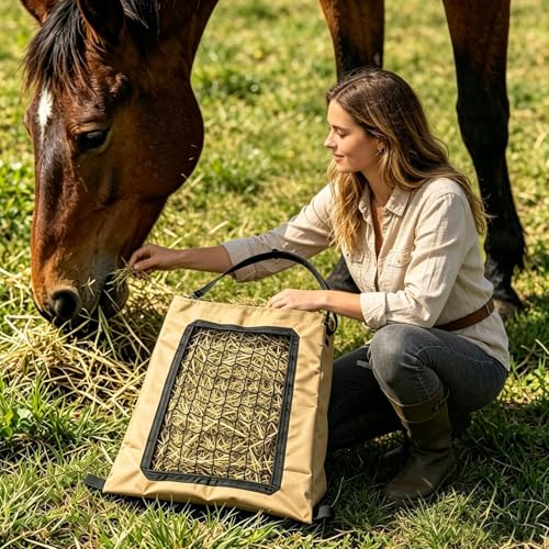 Horse Hay Bag Large Capacity Heavy Duty Oxford Cloth Feeder | Horses Hay Feeder for Goats, Donkeys, Animals, Rabbits, Trailer, Livestock, Ranch, Farm, Outdoor, Garden, Outsides