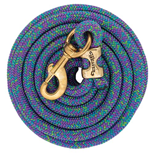 Weaver Leather Poly Lead Rope with Solid Brass 225 Snap - color: Mosaic - Dark Purple/Sky Blue/Lime Green