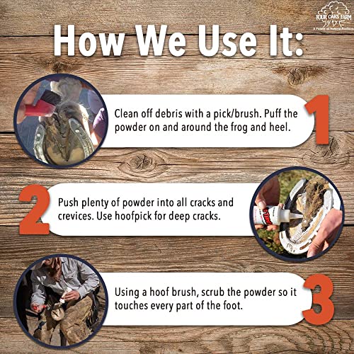 Four Oaks Farm Ventures, No Thrush Dry Powder Treatment for Horses - Wound Care, Scratches, Rain Rot, Mud Fever, Coat Issues - All Natural Ingredients, Non-caustic, Easy to Use Powder Formula (2.5 oz) - size: 2.5 Ounce