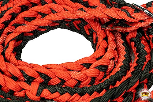 HILASON 1" X 8Ft Braided Poly Barrel Reins Horse Racing Flat Grip Knots - color: Red Black