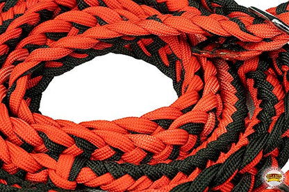 HILASON 1" X 8Ft Braided Poly Barrel Reins Horse Racing Flat Grip Knots - color: Red Black