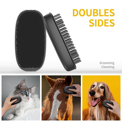 horse hair brushes, horse deshedding tool, PESSILIN 6-in-1 Horses Brushes Shedding Massage Deshedding for Horses, horse grooming brushes (Black)