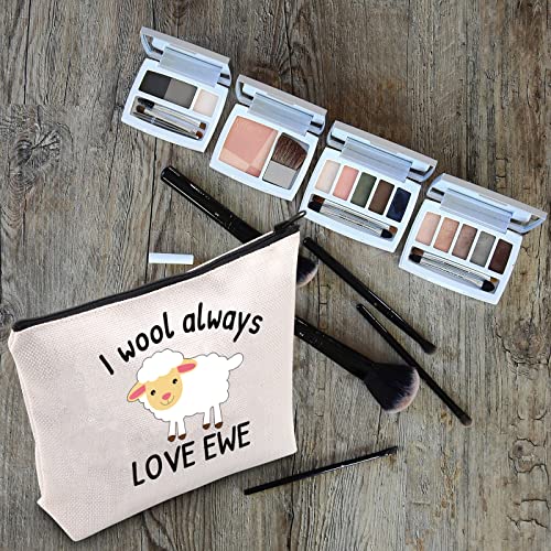 LEVLO Funny Lambs Farm Animals Lovers Gifts I Wool Always Love Ewe Makeup Bags Lamb Sheep Pun Xmas Valentine Travel Case(Always Love Ewe) - color: Always Love Ewe