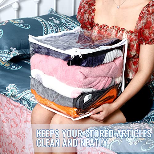 Shappy 6 Packs Clear Plastic Storage Bags with Zipper, 12 x 12 x 12 Inch | Sweater Bags, Moth Proof Protection, Vinyl, For Blankets Clothes Bed Sheet Comforters Pillows Quilt Closet Linen Organizer - size: 12 x 12 x 12 Inch