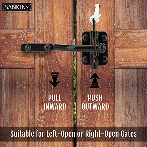 Self Locking Gate Latch for Wooden Fence with Pull String, 2pcs | Automatic vinyl gate latch, post mount automatic gravity fence latches for pool/garden/shed - size: With Pull Ring