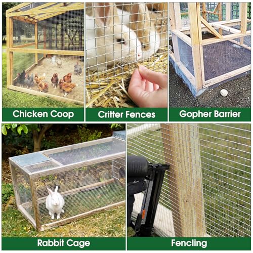 HOPERAN Hardware Cloth 1/2 Inch 48 x 50 ft, 19 Gauge Chicken Wire Fencing | Hot Dipped Galvanized After Welding, Rust resistant, Heavy-duty, for Garden Fencing Gopher Wire Rabbit Cage Poultry Netting - size: 1/2inch 48in*50ft
