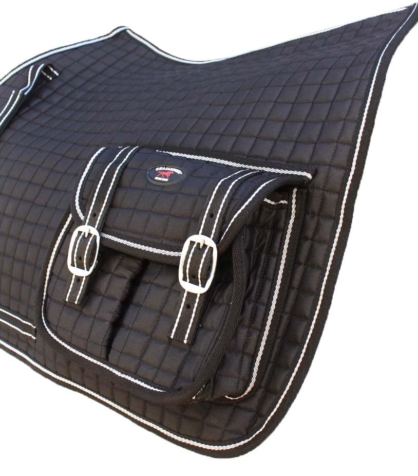 Horse English Black All-Purpose Trail Saddle Quilted Pad w/ Pockets 7269