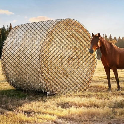 Large Round Bale Hay Net for Horses, 5x5 ft Hay Nets for Horses Slow Feed Knotless, Slow Feeder Hay nets for Horses, Fits Round Bales 4x4ft and 5x5ft, Square Bales 3x3x8ft and 4x4x8ft - size: 5x5 Ft