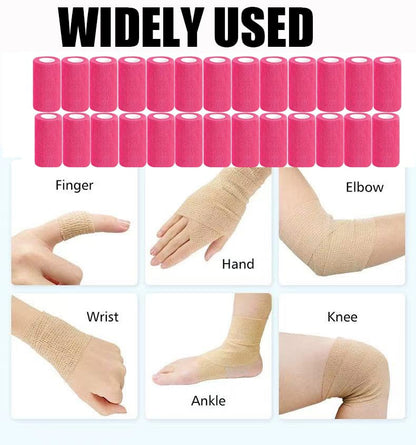 54 Pack Pink Self Adhesive Bandage Wrap Bulk 4 Inch x 5 Yards Cohesive Bandage,Vet Wrap Breathable Elastic Self-Adherent Tape for Stretch Athletic Sports Wrist Ankle Dogs Pet Vet Wrap - color: Pink