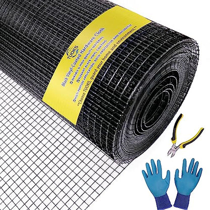 Black PVC Coated 1/2" Hardware Cloth 48"x100' 19G Chicken Wire Fencing - size: 1/2 inch 48'' x 100'