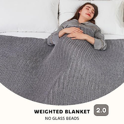 L'AGRATY Knitted Weighted Blanket 48"x72" 20lbs for Adults Cooling - color: Light Grey, size: 48" x 72" | 20 lbs