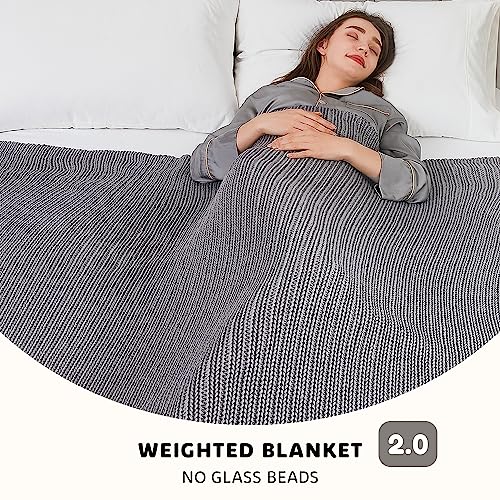 L'AGRATY Knitted Weighted Blanket 50"x60" 10lbs for Adults Cooling - color: Light Grey, size: 50" x 60" | 10 lbs