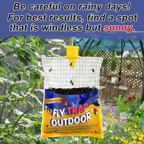 6 Big Fly Bags Outdoor Wasp Traps Hanging for Patio, Pre-Baited, Disposable - size: 6 Pack