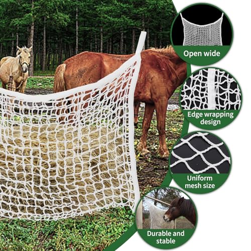 2PCS Horse Hay Feeder Net Slow Feed Bag ，Easy to Hang Hay Bag for Horses with Large Capacity Hay Nets for Horses Feeder Full Day Feeding(White)