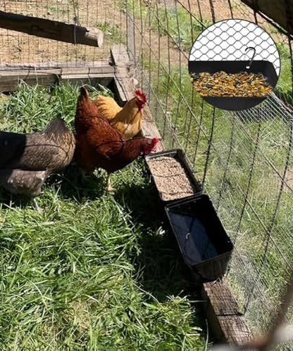 Chicken Feeders, 2 Pack, Duck Feeders and Waterers, Hanging Poultry Water Feeder, Livestock Fence Feeder, Feed Trough and Waterer Bucket with Clips, Blue - color: 2 Pack Blue