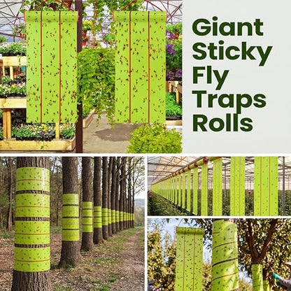 Qualirey 1 Pcs Giant Flypaper Fly Traps, 295ft Sticky Fluorescent Green - color: Fluorescent Green