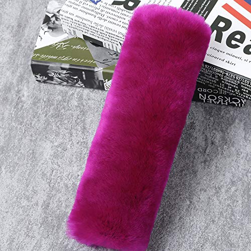 OGLAND 2 Pack Sheepskin Car Seat Belt Cover Pads | Wool Seatbelt Cushions - color: F-PInk, size: Shearling Wool