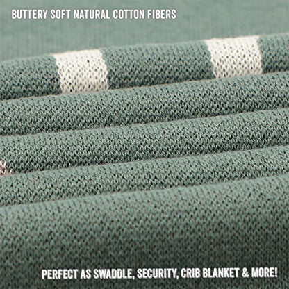 Soft Baby Swaddle Receiving Blanket - 100% Cotton Knit Soft Cozy Receiving Swaddling Quilt Blanket for Shower Gift Registry for Newborns, Infants, Toddlers (Deer - Sage) - color: 08 - Deer - Woodland Sage