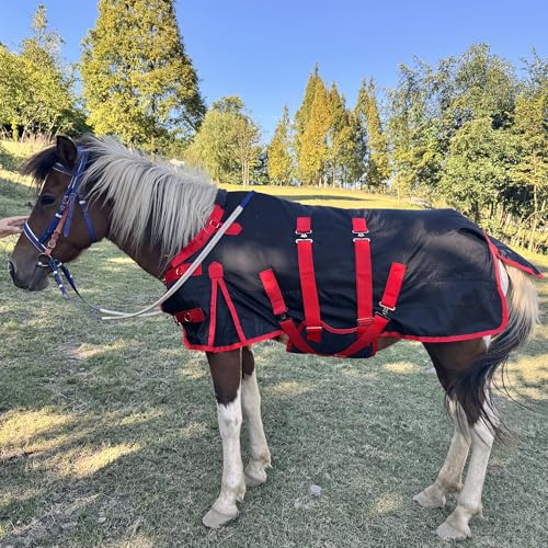 Mini Horse Pony Foal Miniature Horses Turnout Blanket, Winter Blanket for Horses with Belly Wrap, Donkey Blanket, 1200 Denier Waterproof &Breathable/220g Filling (55IN) - size: 55IN