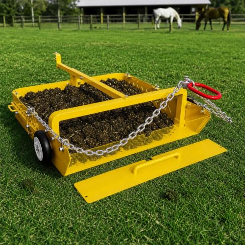 GRIND MODE 2-in-1 Horse Paddock Cleaner & Tow-Behind Trailer - color: Yellow, size: Upgraded Steel Chain