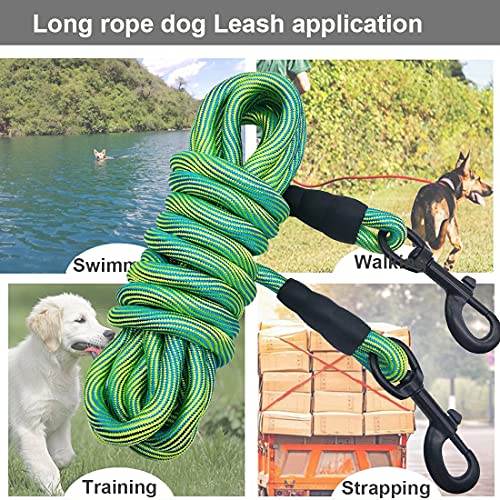 BTINESFUL 8/12/20/30/50/75ft Dog Tie-Out Long Tether Rope Dog Lead for Yard - color: Green, size: 12 Foot