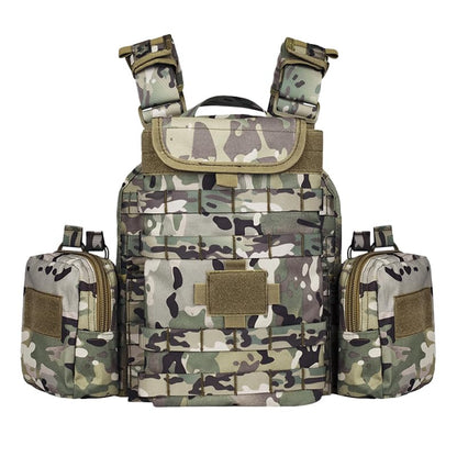 YAKEDA Tactical Training Vest with PALS System - Multi-Pocket Adjustable Straps Quick-Release Buckle for Hunting - color: Camouflage
