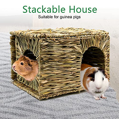 BWOGUE Large Guinea Pig Grass House, Guinea Pig Hideout, Foldable Straw Hut - size: 1 PACK