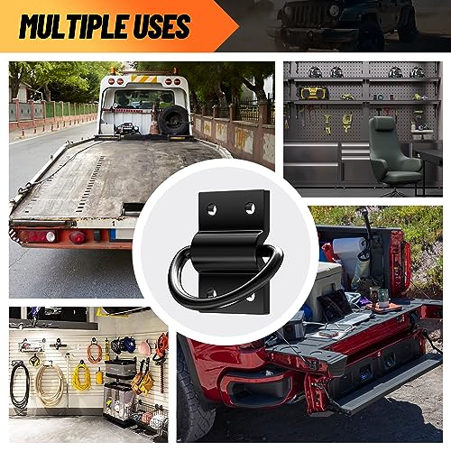 6PCS Heavy Duty D Rings Trailer Tie Down Anchor, Ultra Durable 6500LB Breaking Strength D Ring Tie Down for Truck Bed, Trailer, with Screws - size: 6 Pieces