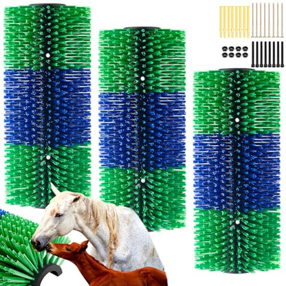 3 Pack Livestock Scratching Brush, Blue and Green - color: Blue and Green